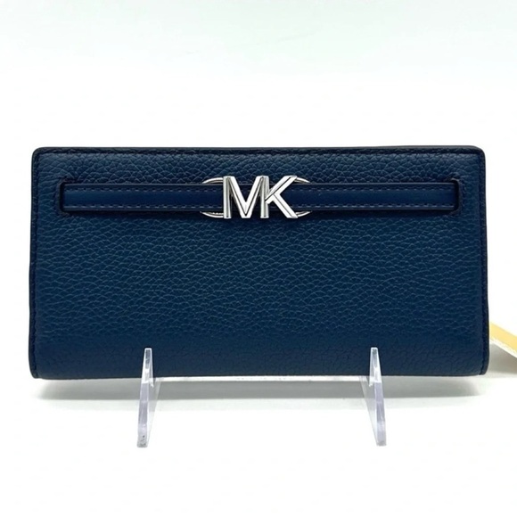 Michael Kors Reed Large Snap Bifold Wallet Navy Blue - Picture 3 of 6